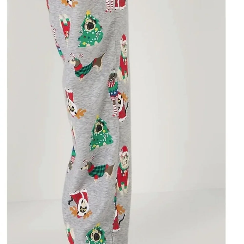 NWT L mens dogs doodles lab cats corgi family pajamas pugs christmas old navy pj - Picture 3 of 6